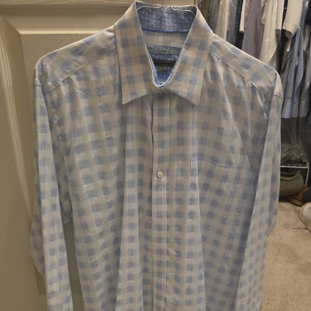 Johnston & Murphy Blue Checkered Dress Shirt